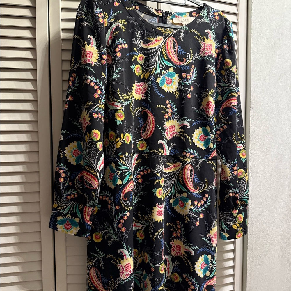 LOFT Multicolor Floral Long Sleeve Dress